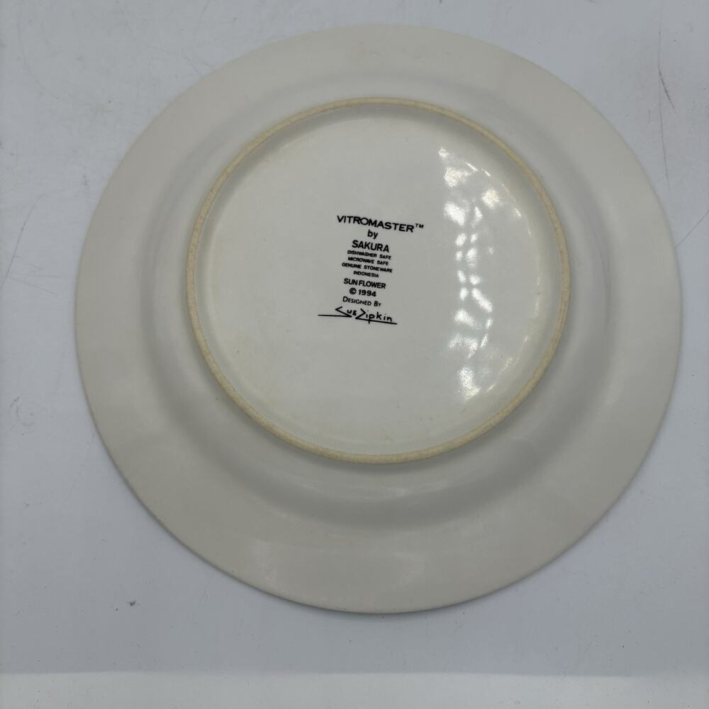 Sakura Vitromaster Salad Plates 7.75" Sunflower 1994 Sue Zipkin Lot Set of 4 Vtg - Picture 10 of 12